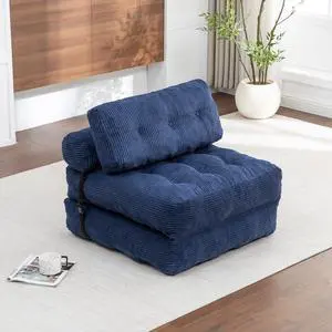 Floor Lazy Sofa Bed, Convertible Folding Sleeper Chair with Pillow, Foldable Single Sofa Mattress with Back Support, Comfy Pullout Chair Bed Lounger for Living Room Bedroom, Dark Blue Floor Lazy Sofa Bed, Convertible Folding Sleeper Chair with Pillow, Foldable Single Sofa Mattress with Back Support, Comfy Pullout Chair Bed Lounger for Living Room Bedroom, Dark Blue