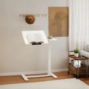Portable Overbed Rolling Desk, Small Standing Mobile Table with Adiustable Height, 27.56" Bedside Desk with Flip Desktop and 4 Hidden Wheels, Sofa Side Laptop Table for Home, Office, Study, Walnut Portable Overbed Rolling Desk, Small Standing Mobile Table with Adiustable Height, 27.56" Bedside Desk with Flip Desktop and 4 Hidden Wheels, Sofa Side Laptop Table for Home, Office, Study, Walnut