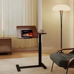 Portable Overbed Rolling Desk, Small Standing Mobile Table with Adiustable Height, 27.56" Bedside Desk with Flip Desktop and 4 Hidden Wheels, Sofa Side Laptop Table for Home, Office, Study, Walnut Portable Overbed Rolling Desk, Small Standing Mobile Table with Adiustable Height, 27.56" Bedside Desk with Flip Desktop and 4 Hidden Wheels, Sofa Side Laptop Table for Home, Office, Study, Walnut