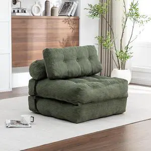 Floor Lazy Sofa Bed, Convertible Folding Sleeper Chair with Pillow, Foldable Single Sofa Mattress with Back Support, Comfy Pullout Chair Bed Lounger for Living Room Bedroom, Green Floor Lazy Sofa Bed, Convertible Folding Sleeper Chair with Pillow, Foldable Single Sofa Mattress with Back Support, Comfy Pullout Chair Bed Lounger for Living Room Bedroom, Green