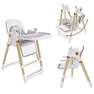2 in 1 Baby High Chair to Rocker, Foldable Toddler Feeding Chair with 5-Point Harness, Portable Baby Seat with 2-Tier Removable Tray, Slient Locking Wheels, Adjustable Backrest, for 6M-3Yrs, White 2 in 1 Baby High Chair to Rocker, Foldable Toddler Feeding Chair with 5-Point Harness, Portable Baby Seat with 2-Tier Removable Tray, Slient Locking Wheels, Adjustable Backrest, for 6M-3Yrs, White