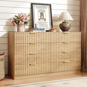 47.2" Wide Fluted 8 Drawer Dresser for Bedroom, Natural | Modern Dresser for Closet with Metal Handle, Wooden Chest of Drawers for Bedroom, Living Room, Hallway 47.2" Wide Fluted 8 Drawer Dresser for Bedroom, Natural | Modern Dresser for Closet with Metal Handle, Wooden Chest of Drawers for Bedroom, Living Room, Hallway