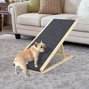 Folding Dog Ramp for Bed and Couch, 39.4" Long Dog Steps with 5 Adjustable Height 20" to 31", Foldable Wooden Pet Stairs with Non-Slip Rubber Surface for Small Dogs to Get on Car, Hold up to 80lb Folding Dog Ramp for Bed and Couch, 39.4" Long Dog Steps with 5 Adjustable Height 20" to 31", Foldable Wooden Pet Stairs with Non-Slip Rubber Surface for Small Dogs to Get on Car, Hold up to 80lb