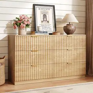 47.2" Wide Fluted 6 Drawer Dresser for Bedroom, Natural | Modern Dresser for Closet with Metal Handle, Wooden Chest of Drawers for Bedroom, Living Room, Hallway 47.2" Wide Fluted 6 Drawer Dresser for Bedroom, Natural | Modern Dresser for Closet with Metal Handle, Wooden Chest of Drawers for Bedroom, Living Room, Hallway
