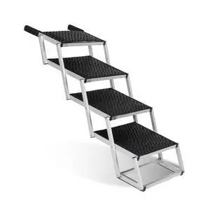 Foldable Dog Stairs for Car, Lightweight Dog Steps for Medium & Large Dogs, 4 Steps Folding Pet Ramp with Non-Slip Surface & Aluminium Frame for SUV, Truck, Supports Up to 250lbs, Black Carpet Foldable Dog Stairs for Car, Lightweight Dog Steps for Medium & Large Dogs, 4 Steps Folding Pet Ramp with Non-Slip Surface & Aluminium Frame for SUV, Truck, Supports Up to 250lbs, Black Carpet