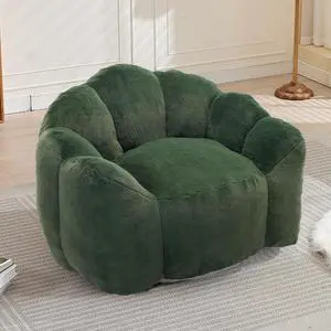 Giant Adult Bean Bag Chair with Pull Ring, Lotus Style Compression Boneless Chair, Faux Fur Comfy Lazy Sofa, Corner Reading Armchair for Living Room, Bedroom, Relax, Green Giant Adult Bean Bag Chair with Pull Ring, Lotus Style Compression Boneless Chair, Faux Fur Comfy Lazy Sofa, Corner Reading Armchair for Living Room, Bedroom, Relax, Green