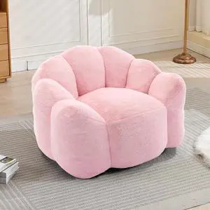 Giant Adult Bean Bag Chair with Pull Ring, Lotus Style Compression Boneless Chair, Faux Fur Comfy Lazy Sofa, Corner Reading Armchair for Living Room, Bedroom, Relax, Pink Giant Adult Bean Bag Chair with Pull Ring, Lotus Style Compression Boneless Chair, Faux Fur Comfy Lazy Sofa, Corner Reading Armchair for Living Room, Bedroom, Relax, Pink