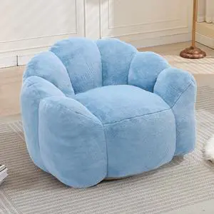 Giant Adult Bean Bag Chair with Pull Ring, Lotus Style Compression Boneless Chair, Faux Fur Comfy Lazy Sofa, Corner Reading Armchair for Living Room, Bedroom, Relax, Blue Giant Adult Bean Bag Chair with Pull Ring, Lotus Style Compression Boneless Chair, Faux Fur Comfy Lazy Sofa, Corner Reading Armchair for Living Room, Bedroom, Relax, Blue