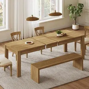 63"-78.7"Extendable Dining Table for 4 to 8, Wooden Kitchen Table, Natural | Rectangle Expandable Kitchen Table, Space Saving Farmhouse Kitchen Table for Dining Room Kitchen Office 63"-78.7"Extendable Dining Table for 4 to 8, Wooden Kitchen Table, Natural | Rectangle Expandable Kitchen Table, Space Saving Farmhouse Kitchen Table for Dining Room Kitchen Office
