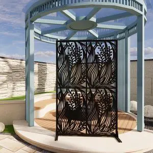 Metal Outdoor Privacy Screens,W3.8Ft X H6Ft Decorative Fences,Outdoor and Indoor Privacy Panels with Stand,Free Standing Privacy Screen Divider for Balcony Patio Garden Room,Bird Leaf Shape Metal Outdoor Privacy Screens,W3.8Ft X H6Ft Decorative Fences,Outdoor and Indoor Privacy Panels with Stand,Free Standing Privacy Screen Divider for Balcony Patio Garden Room,Bird Leaf Shape