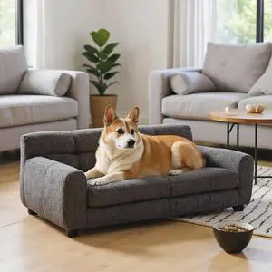 38" Dog Sofa Bed, Elevated Dog Bed with Backrest and Armrests, Soft Memory Foam Couches for Small and Medium-Sized Pets, Durable Linen Pet Couch Furniture, Dark Gray 38" Dog Sofa Bed, Elevated Dog Bed with Backrest and Armrests, Soft Memory Foam Couches for Small and Medium-Sized Pets, Durable Linen Pet Couch Furniture, Dark Gray