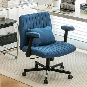 Criss Cross Office Desk Chair with Wheels, Swivel Armchair with Foldable Armrests, Back Pillow, Velvet Vanity Chair Rolling Stool with Adjustable Back for Home Office, Meditation & Makeup, Blue Criss Cross Office Desk Chair with Wheels, Swivel Armchair with Foldable Armrests, Back Pillow, Velvet Vanity Chair Rolling Stool with Adjustable Back for Home Office, Meditation & Makeup, Blue