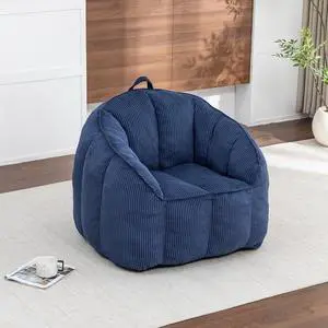 Giant Bean Bag Chair with Pull Ring, Comfy Corduroy Lazy Sofa for Adults Teens, Large Boneless Chair, Comfy Accent Chair, Corner Armchair for for Living Room, Bedroom, Gaming, Reading, Dark Blue Giant Bean Bag Chair with Pull Ring, Comfy Corduroy Lazy Sofa for Adults Teens, Large Boneless Chair, Comfy Accent Chair, Corner Armchair for for Living Room, Bedroom, Gaming, Reading, Dark Blue