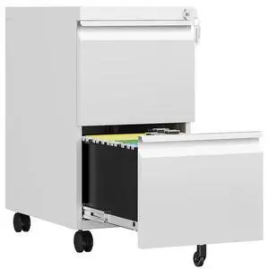 2 Drawer Mobile File Cabinet, Fully Assembled File Cabinets with Lock, Metal Rolling Filing Caninet on Wheels, Small Two Drawer Under Desk Cabnet for Letter/Legal / A4 / File Box - White 2 Drawer Mobile File Cabinet, Fully Assembled File Cabinets with Lock, Metal Rolling Filing Caninet on Wheels, Small Two Drawer Under Desk Cabnet for Letter/Legal / A4 / File Box - White