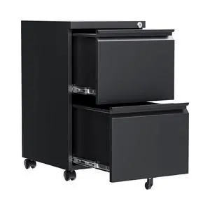 2 Drawer File Cabinet, Fully Assembled Mobile File Cabinets with Lock, Metal Rolling Filing Caninet on Wheels, Small Two Drawer Under Desk Cabnet for Letter/Legal / A4 / File Box - Black 2 Drawer File Cabinet, Fully Assembled Mobile File Cabinets with Lock, Metal Rolling Filing Caninet on Wheels, Small Two Drawer Under Desk Cabnet for Letter/Legal / A4 / File Box - Black