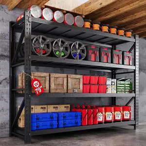 79W Garage Shelving Heavy Duty, 6000LBS Metal Storage Shelves, 24 Deep Storage rack shelf, Steel Tall Industrial Shelving , 4 Tier Adjustable Standing Shelf for Warehouse / Shop 79"W x 24"D x 79"H 79W Garage Shelving Heavy Duty, 6000LBS Metal Storage Shelves, 24 Deep Storage rack shelf, Steel Tall Industrial Shelving , 4 Tier Adjustable Standing Shelf for Warehouse / Shop 79"W x 24"D x 79"H