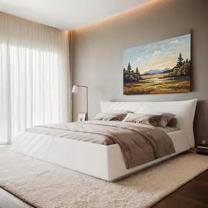 Queen Size Velvet Upholstered Cloud Bed, Oversized Platform Bed with Oversized Headboard, Floor Luxury Bed Frame Queen with Metal & Solid Wood Frame, Noise-Free, Cream Queen Size Velvet Upholstered Cloud Bed, Oversized Platform Bed with Oversized Headboard, Floor Luxury Bed Frame Queen with Metal & Solid Wood Frame, Noise-Free, Cream
