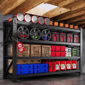 60" W Metal Shelving Heavy Duty, 24" Deep Large Storage Shelves, 4 Tier Tall Steel Industrial Shelving, 5000 LBS Adjustable Standing Shelf for Warehouse/Shop 60" W x 24" D x 70" H 60" W Metal Shelving Heavy Duty, 24" Deep Large Storage Shelves, 4 Tier Tall Steel Industrial Shelving, 5000 LBS Adjustable Standing Shelf for Warehouse/Shop 60" W x 24" D x 70" H