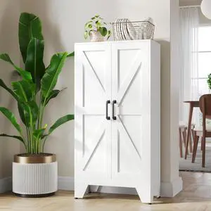 47.3" White Storage Cabinet with 2 Doors and 3 Adjustable Shelves, Metal Tall Kitchen Pantry cabinets, Modern Food Pantry Cabinet,4 Tier Freestanding Framed Panel Door Cupboard for Kitchen Dining Room 47.3" White Storage Cabinet with 2 Doors and 3 Adjustable Shelves, Metal Tall Kitchen Pantry cabinets, Modern Food Pantry Cabinet,4 Tier Freestanding Framed Panel Door Cupboard for Kitchen Dining Room