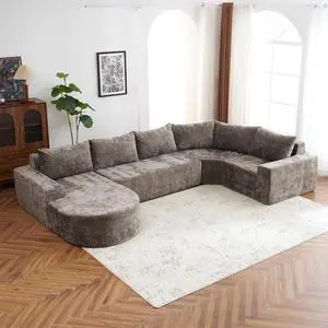 Oversized Modular Sofa Set, Cloud Sectional Sofa with Deep Seats, U-Shaped Upholstered Couches for Living Room Couch, Sectional Sofa, Brown, Easy to Rearrange(141.7") Oversized Modular Sofa Set, Cloud Sectional Sofa with Deep Seats, U-Shaped Upholstered Couches for Living Room Couch, Sectional Sofa, Brown, Easy to Rearrange(141.7")