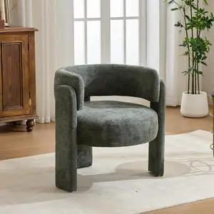 Accent Chair with Round Seat, Full Boucle Upholstered Comfy Single Armchair with Upholstered, Modern Living Room Leisure Single Sofa Chair for Bedroom Waiting Room Apartment Office, Antique Green Accent Chair with Round Seat, Full Boucle Upholstered Comfy Single Armchair with Upholstered, Modern Living Room Leisure Single Sofa Chair for Bedroom Waiting Room Apartment Office, Antique Green