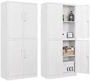 Metal Storage Cabinets with Locking Doors,71" Tall Garage Cabinet with 3 Adjustable Shelves, Lockable Steel Office Storage Caninet Tool Cabnet for Home Office,Garage, Pantry Metal Storage Cabinets with Locking Doors,71" Tall Garage Cabinet with 3 Adjustable Shelves, Lockable Steel Office Storage Caninet Tool Cabnet for Home Office,Garage, Pantry
