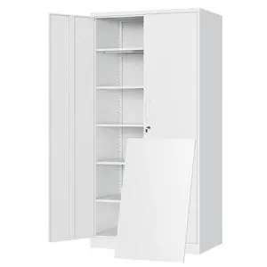 72"H Metal Storage Cabinets, Tall Locking Garage Cabinet with 2 Doors and 5 Adjustable Shelves, Steel Utility Tool Caninet, White Lockable Outdoor Storage Cabnet for Pantry, Garage, Home Office 72"H Metal Storage Cabinets, Tall Locking Garage Cabinet with 2 Doors and 5 Adjustable Shelves, Steel Utility Tool Caninet, White Lockable Outdoor Storage Cabnet for Pantry, Garage, Home Office