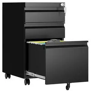 3 Drawer Mobile File Cabinet with Lock, Rolling Filing Cabinets for Home Office, Under Desk Small File Cabinet Three Drawers for Legal/Letter/A4 File, Black - Assembly Required 3 Drawer Mobile File Cabinet with Lock, Rolling Filing Cabinets for Home Office, Under Desk Small File Cabinet Three Drawers for Legal/Letter/A4 File, Black - Assembly Required