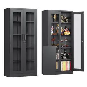 Locking Display Cabinet with Glass Door, 71H Metal Curio Cabinets with Adjustable Shelves, Black Liquor Caninet Display Case for Living Room, Collectibles, Clinic, Home - Assembly Required Locking Display Cabinet with Glass Door, 71H Metal Curio Cabinets with Adjustable Shelves, Black Liquor Caninet Display Case for Living Room, Collectibles, Clinic, Home - Assembly Required