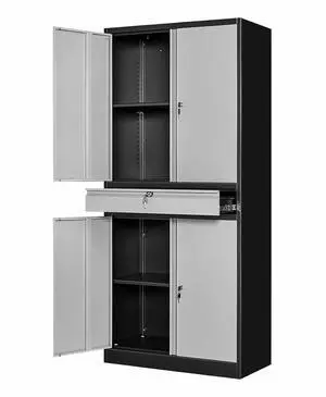 Metal Storage Cabinet with Lock, 71" Tall Garage Storage Cabinets with Doors and Shelves, Lockable Tool Cabinet for Home Office, Garage, Pantry Metal Storage Cabinet with Lock, 71" Tall Garage Storage Cabinets with Doors and Shelves, Lockable Tool Cabinet for Home Office, Garage, Pantry
