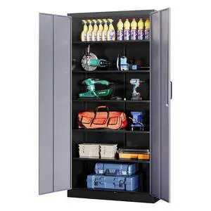 Metal Garage Cabinets, 72" Tall Locking Storage Cabinets with 2 Doors and 5 Adjustable Shelves, Steel Utility Tool Cabinet, Lockable Outdoor Storage Cabinet for Pantry, Garage, Home Office Metal Garage Cabinets, 72" Tall Locking Storage Cabinets with 2 Doors and 5 Adjustable Shelves, Steel Utility Tool Cabinet, Lockable Outdoor Storage Cabinet for Pantry, Garage, Home Office