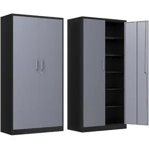Metal Storage Cabinet with Lock,71" Garage Cabinets with 2 Doors and 4 Adjustable Shelves, Steel Locking Caninets Tall Tool Storage Caninet, Lockable File Cabnet for Home Office, Pantry Metal Storage Cabinet with Lock,71" Garage Cabinets with 2 Doors and 4 Adjustable Shelves, Steel Locking Caninets Tall Tool Storage Caninet, Lockable File Cabnet for Home Office, Pantry