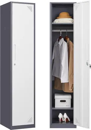 Metal Storage Locker, Metal Locker with 1 Doors, 71" Tall Steel Storage Lockers for Employees, Locker Storage Cabinets Organizer for School, Gym, Home Office, Staff Metal Storage Locker, Metal Locker with 1 Doors, 71" Tall Steel Storage Lockers for Employees, Locker Storage Cabinets Organizer for School, Gym, Home Office, Staff
