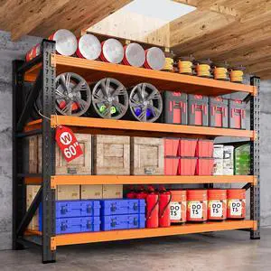 60" Wide Garage Shelving Heavy Duty, 24" Deep Large Storage Shelves, 4 Tier Tall Steel Industrial Shelving, 5000 LBS Adjustable Standing Shelf for Warehouse/Shop 60" W x 24" D x 70" H 60" Wide Garage Shelving Heavy Duty, 24" Deep Large Storage Shelves, 4 Tier Tall Steel Industrial Shelving, 5000 LBS Adjustable Standing Shelf for Warehouse/Shop 60" W x 24" D x 70" H