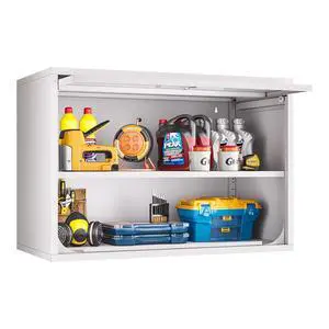 Metal Wall Storage Cabinet, Wall-Mounted Storage Cabinet with Up-Flip Doors, Steel Small Floating Garage Cabinets with Lock for Garage, Bathroom, Kitchen Metal Wall Storage Cabinet, Wall-Mounted Storage Cabinet with Up-Flip Doors, Steel Small Floating Garage Cabinets with Lock for Garage, Bathroom, Kitchen