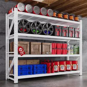 79W Garage Shelving Heavy Duty, 24 Deep Metal Storage Shelves, 6000LBS Storage rack shelf, Steel Tall Industrial Shelving , 4 Tier Adjustable Standing Shelf for Warehouse / Shop 79"W x 24"D x 79"H 79W Garage Shelving Heavy Duty, 24 Deep Metal Storage Shelves, 6000LBS Storage rack shelf, Steel Tall Industrial Shelving , 4 Tier Adjustable Standing Shelf for Warehouse / Shop 79"W x 24"D x 79"H
