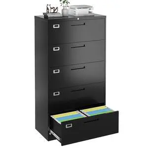 5 Drawer Lateral File Cabinet with Lock, Metal Filing Cabinets for Home Office, Wide Locking File Caninets, Black Office Storage Cabnet for Hanging Letter/Legal / A4 / F4 - Assembly Required 5 Drawer Lateral File Cabinet with Lock, Metal Filing Cabinets for Home Office, Wide Locking File Caninets, Black Office Storage Cabnet for Hanging Letter/Legal / A4 / F4 - Assembly Required