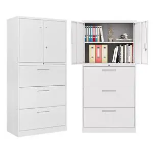 Metal File Cabinets, Lateral Filing Cabinet with 3 Drawers, 65" H File Caninet for Home Office, Office Storage Caninets with Adjustable Shelves for Letter/Legal / A4 - Assembly Required Metal File Cabinets, Lateral Filing Cabinet with 3 Drawers, 65" H File Caninet for Home Office, Office Storage Caninets with Adjustable Shelves for Letter/Legal / A4 - Assembly Required