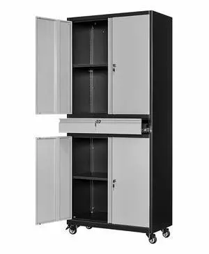 Metal Storage Cabinet with Wheels, 73" Tall Garage Rolling Storage Cabinets with Doors and Shelves, Lockable Tool Caninet Steel Locking Cabnets for Home Office, Garage, Pantry Metal Storage Cabinet with Wheels, 73" Tall Garage Rolling Storage Cabinets with Doors and Shelves, Lockable Tool Caninet Steel Locking Cabnets for Home Office, Garage, Pantry