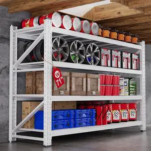 71W Garage Shelving Units, 5000LBS Storage Shelves Heavy Duty, 24" Deep Metal Shelving Rack, 4 Tier Large Tall Industrial Shelving , Adjustable Standing Shelf for Warehouse / Shop 71"W x 24"D x 70"H 71W Garage Shelving Units, 5000LBS Storage Shelves Heavy Duty, 24" Deep Metal Shelving Rack, 4 Tier Large Tall Industrial Shelving , Adjustable Standing Shelf for Warehouse / Shop 71"W x 24"D x 70"H