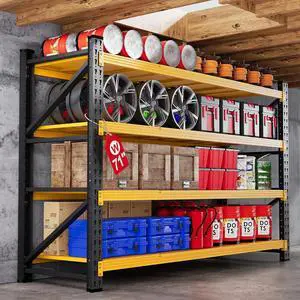71W Garage Shelving Units, 24" Deep Storage Shelves Heavy Duty, 5000LBS Metal Shelving Rack, 4 Tier Large Tall Industrial Shelving , Adjustable Standing Shelf for Warehouse / Shop 71"W x 24"D x 70"H 71W Garage Shelving Units, 24" Deep Storage Shelves Heavy Duty, 5000LBS Metal Shelving Rack, 4 Tier Large Tall Industrial Shelving , Adjustable Standing Shelf for Warehouse / Shop 71"W x 24"D x 70"H