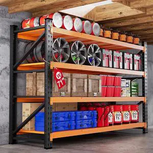 71W Garage Shelving Units, 5000LBS Storage Shelves Heavy Duty, 24" Deep Metal Shelving Rack, 4 Tier Large Tall Industrial Shelving , Adjustable Standing Shelf for Warehouse / Shop 71"W x 24"D x 70"H 71W Garage Shelving Units, 5000LBS Storage Shelves Heavy Duty, 24" Deep Metal Shelving Rack, 4 Tier Large Tall Industrial Shelving , Adjustable Standing Shelf for Warehouse / Shop 71"W x 24"D x 70"H
