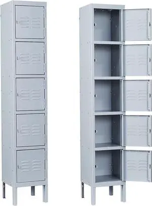 Metal Storage Locker, Metal Lockers with 5 Doors, 66" Tall Steel Storage Cabinet for Employees, Locking Cabinets Organizer for School, Gym, Home Office, Staff Metal Storage Locker, Metal Lockers with 5 Doors, 66" Tall Steel Storage Cabinet for Employees, Locking Cabinets Organizer for School, Gym, Home Office, Staff