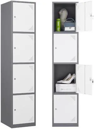 Metal Storage Locker, Metal Lockers with 4 Doors, 71" Tall Steel Storages Lockers for Employees, Storage Cabinets Organizer for School, Gym, Home Office, Staff Metal Storage Locker, Metal Lockers with 4 Doors, 71" Tall Steel Storages Lockers for Employees, Storage Cabinets Organizer for School, Gym, Home Office, Staff