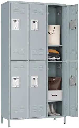 Metal Storage Locker, Metal Locker with 6 Doors, 71" Tall Steel Storage Lockers for Employees, Large Locker Storage Cabinets Organizer for School, Gym, Home Office, Staff Metal Storage Locker, Metal Locker with 6 Doors, 71" Tall Steel Storage Lockers for Employees, Large Locker Storage Cabinets Organizer for School, Gym, Home Office, Staff
