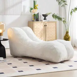 Big Bean Bag Chairs for Adults, Comfy Bean Bag Bed, Boneless Lounger Chair Filled Spong, Lazy Lounge Sofa, Floor Chair for Living Room, Bedroom or Balcony,White Big Bean Bag Chairs for Adults, Comfy Bean Bag Bed, Boneless Lounger Chair Filled Spong, Lazy Lounge Sofa, Floor Chair for Living Room, Bedroom or Balcony,White