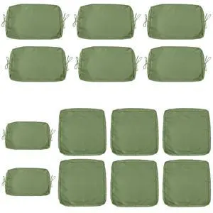14 Pcs Outdoor Couch Cushion Covers Replacement, Waterproof Patio Cushion Slipcover with Zipper, fit for 7Pieces 6-Seater Wicker Rattan Sectional Couch Sofa, Seat and Back Cover Only, Olive Green 14 Pcs Outdoor Couch Cushion Covers Replacement, Waterproof Patio Cushion Slipcover with Zipper, fit for 7Pieces 6-Seater Wicker Rattan Sectional Couch Sofa, Seat and Back Cover Only, Olive Green