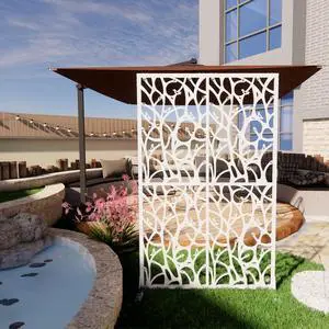 Metal Outdoor Privacy Screens,W3.8Ft X H6Ft Decorative Fences,Outdoor and Indoor Privacy Panels with Stand,Free Standing Privacy Screen Divider for Balcony Patio Garden Room,White Bird Shape Metal Outdoor Privacy Screens,W3.8Ft X H6Ft Decorative Fences,Outdoor and Indoor Privacy Panels with Stand,Free Standing Privacy Screen Divider for Balcony Patio Garden Room,White Bird Shape