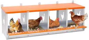 Chicken Nesting Boxes, 4 Compartments Wall Mount Chicken Laying Boxes for Hens/Ducks, Metal Nest Box, Easy Egg Collection & Assembly, Large Vented Galvanized Steel Chicken Coop Equipment, Orange Chicken Nesting Boxes, 4 Compartments Wall Mount Chicken Laying Boxes for Hens/Ducks, Metal Nest Box, Easy Egg Collection & Assembly, Large Vented Galvanized Steel Chicken Coop Equipment, Orange
