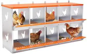 Chicken Nesting Boxes, 10 Compartments Wall Mount Chicken Laying Boxes for Hens/Ducks, Metal Nest Box, Easy Egg Collection & Assembly, Large Vented Galvanized Steel Chicken Coop Equipment, Orange Chicken Nesting Boxes, 10 Compartments Wall Mount Chicken Laying Boxes for Hens/Ducks, Metal Nest Box, Easy Egg Collection & Assembly, Large Vented Galvanized Steel Chicken Coop Equipment, Orange